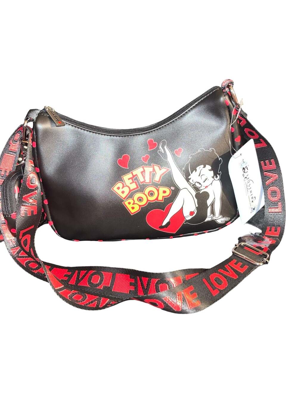 Betty Boop Crossbody Bag with Heart Print and LOVE Strap